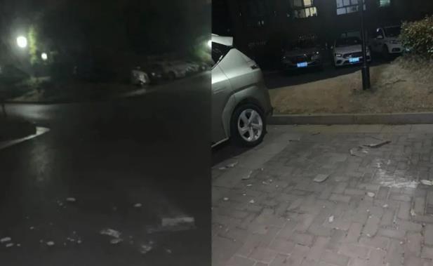 大風(fēng)吹！昨夜南京有小區(qū)發(fā)生外墻脫落，一私家車慘遭粉碎性“毀容”